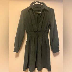 Zara green elastic cinched waste mini dress. XS
